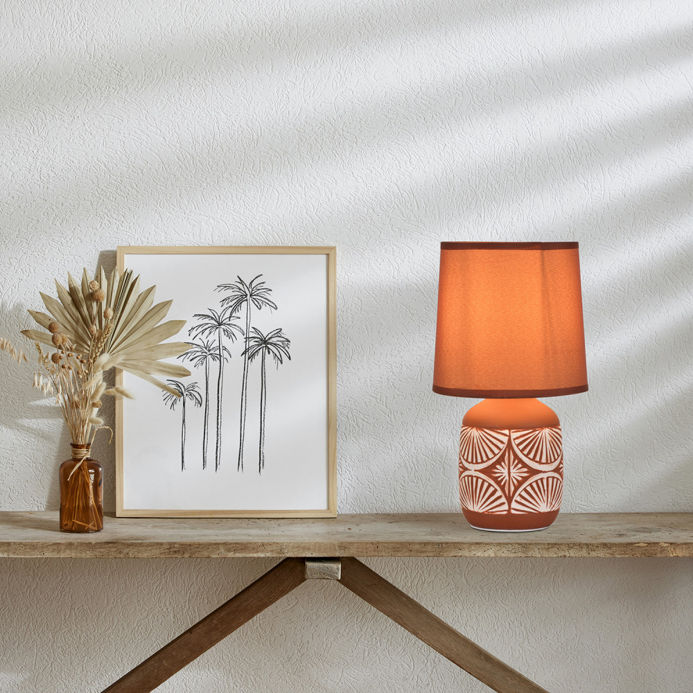 Lampe abat-jour conique en céramique et coton Lampe abat-jour conique en céramique et coton