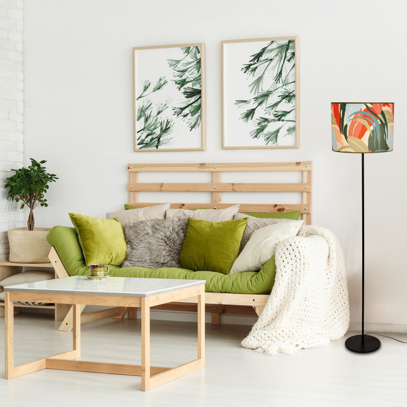 Lampadaire abat-jour fleuri