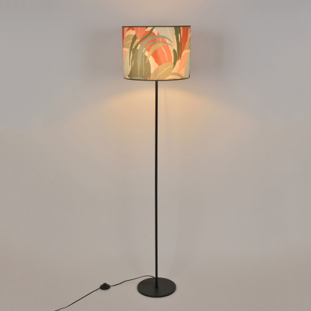 Lampadaire abat-jour imprimé feuillage
