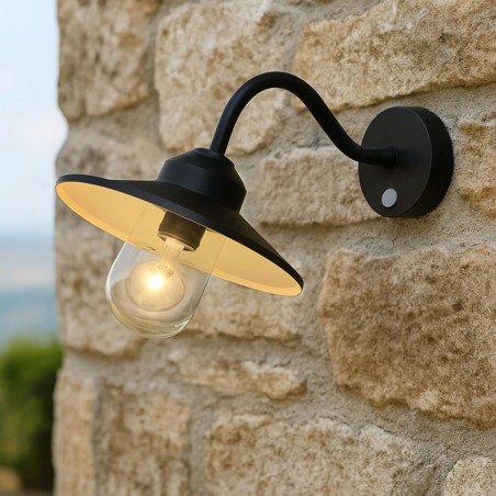 Applique extérieur noire col de cygne