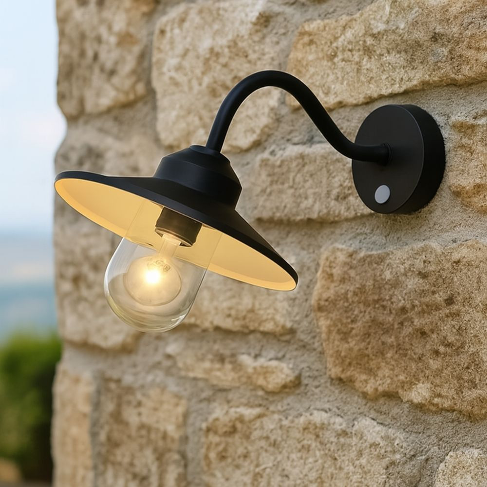 Applique extérieur noire col de cygne