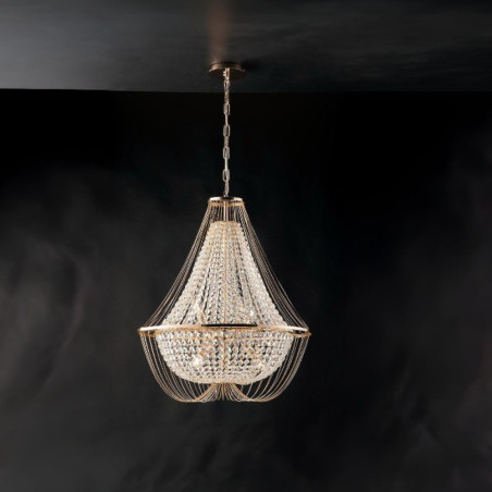grande suspension lustre cristal pampilles