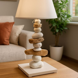 lampe naturel bois galet