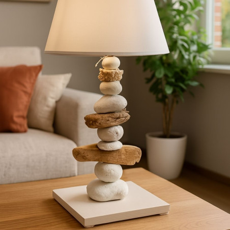lampe naturel bois galet