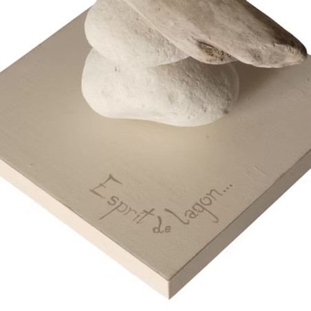pied de lampe bois flotté base blanche