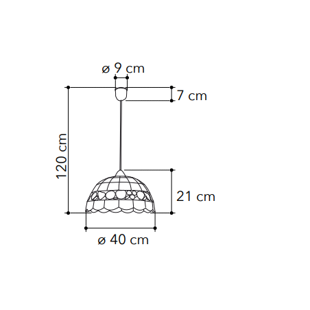Dimensions plafonnier rétro nacré fruit