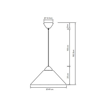 Dimensions suspension conique métal