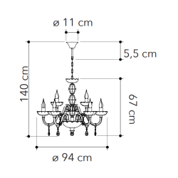 Dimensions suspension lustre cristal