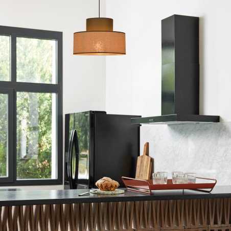 Suspension double cylindre en matière naturelle et coton - chaleureuse et contemporaine