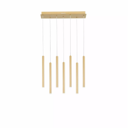 Suspension LED 7 pendentifs métal or contemporain et luxueux