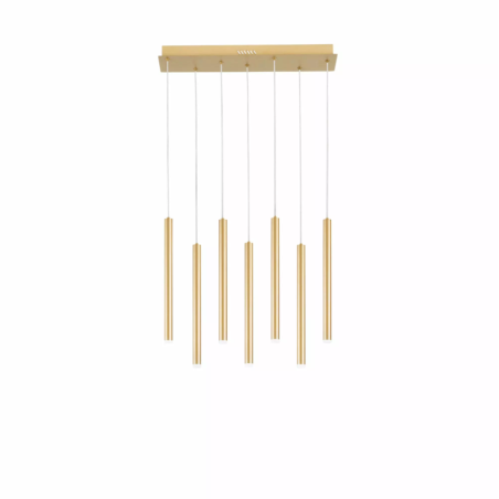 Suspension LED 7 pendentifs métal or contemporain et luxueux