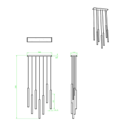 Suspension LED 7 pendentifs métal or dimensions