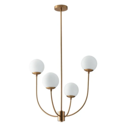 Suspension métal doré quatre lumières boules