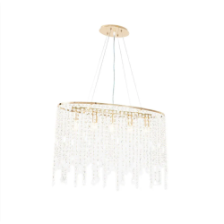 Suspension lustre en cristal et métal doré design luxueux