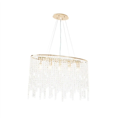 Suspension lustre en cristal et métal doré design luxueux