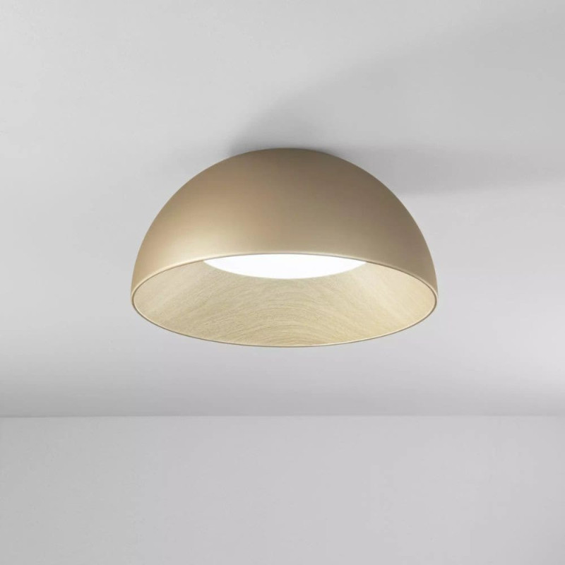 plafonnier led rond métal doré