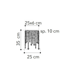 Dimensions applique dorée gouttes cristal