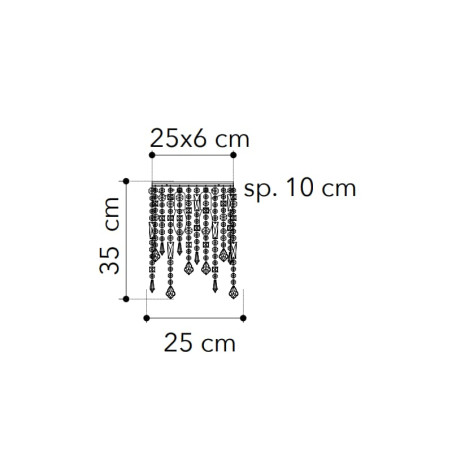 Dimensions applique dorée gouttes cristal