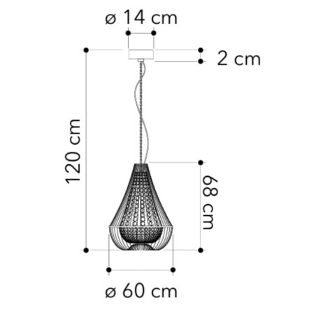 Suspension lustre or dimensions