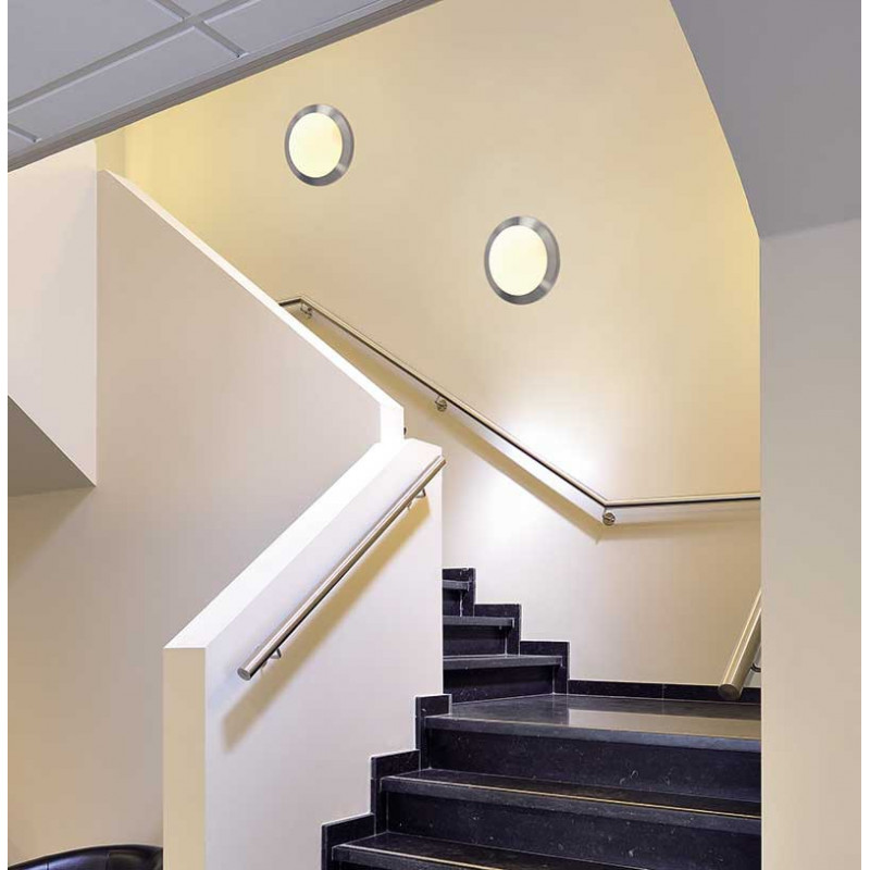 Plafonnier rond verre alu