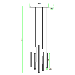 Suspension métal tubes multicolores