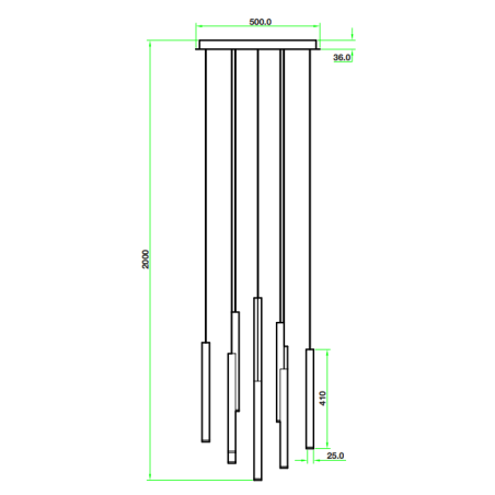 Suspension métal tubes multicolores