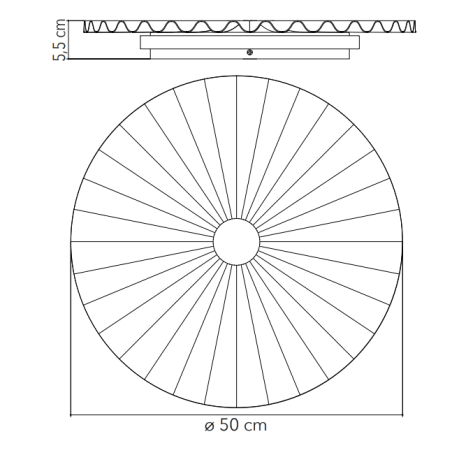 Dimensions plafonnier rond éventail métal