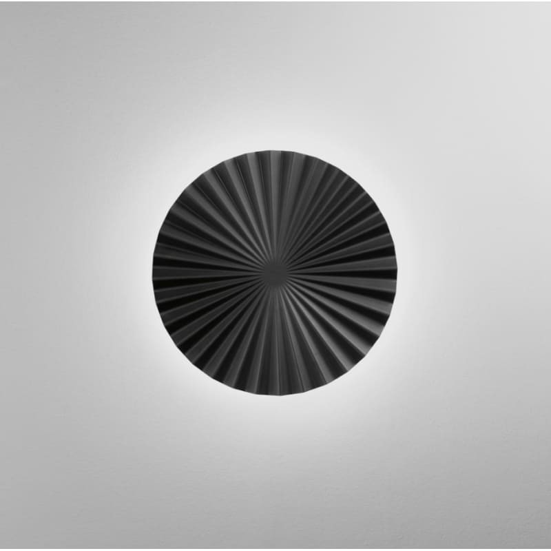 Plafonnier rond plissé métal noir