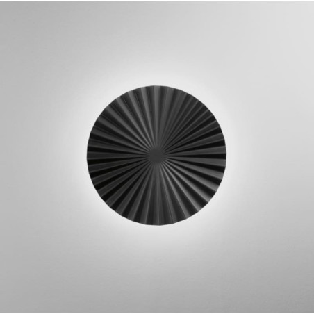Plafonnier rond plissé métal noir
