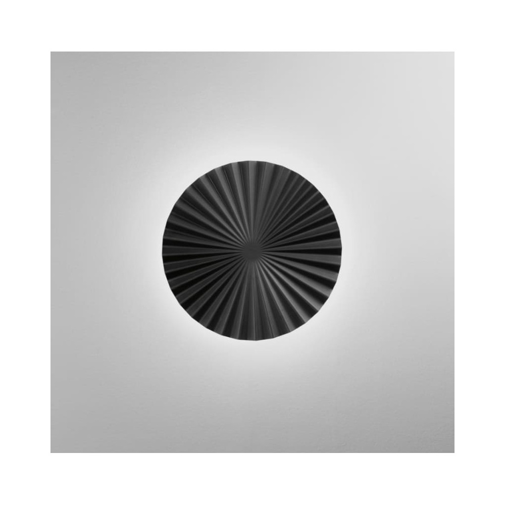 Plafonnier rond plissé métal noir