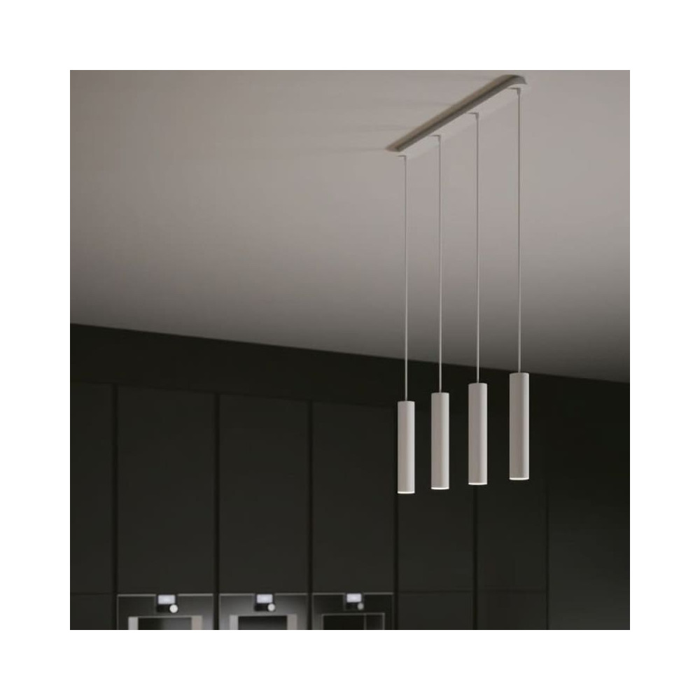 Suspension 4 tubes métal blanc