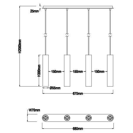 Dimensions suspension blanche tubes