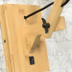 Interrupteur lampe applique murale bambou naturel