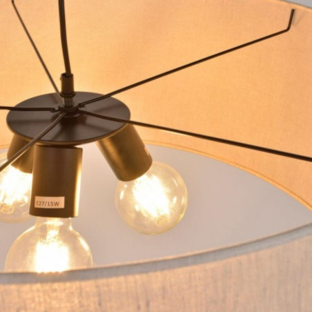 Suspension abat-jour 3 ampoules en fibres naturelles