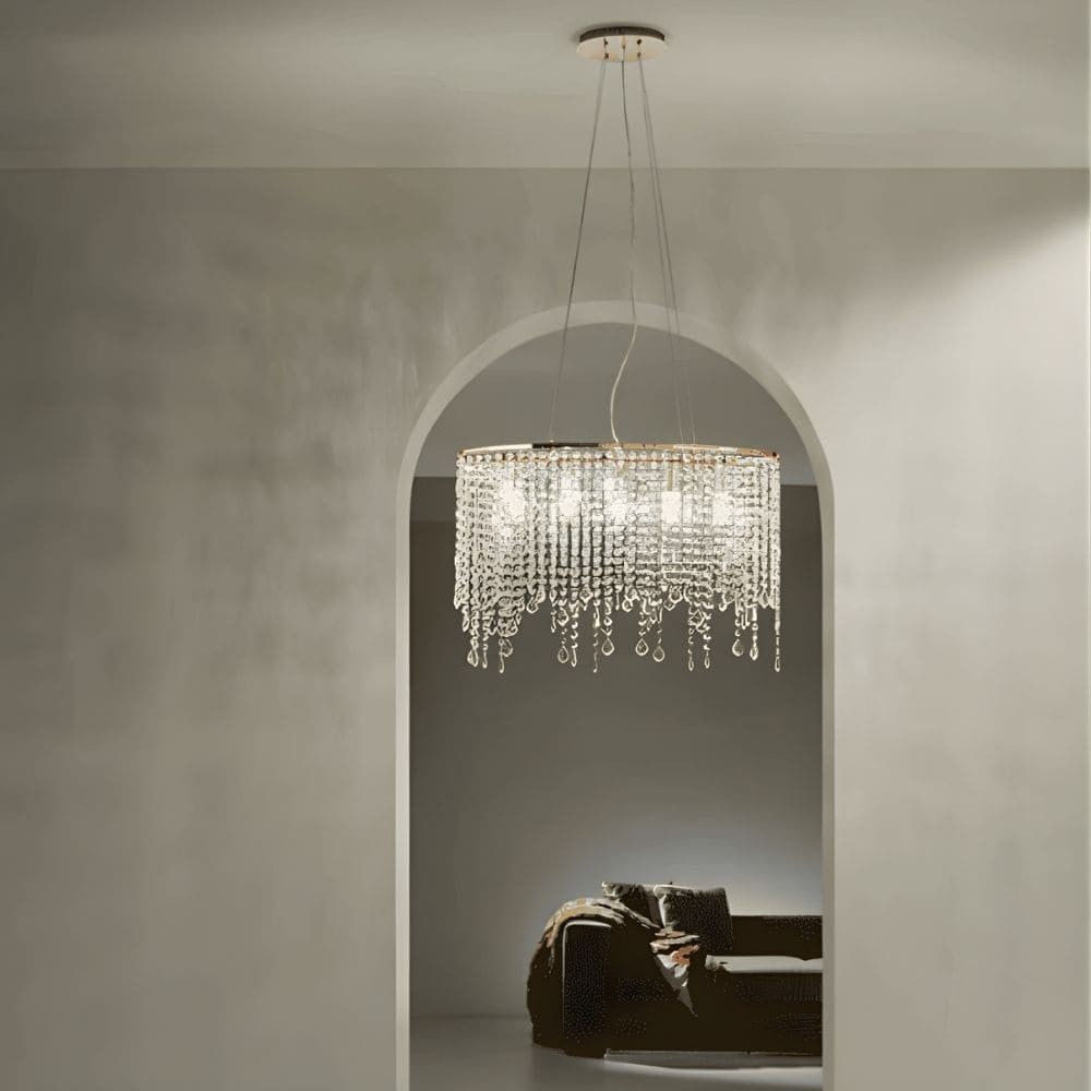 Suspension lustre cristal et métal doré