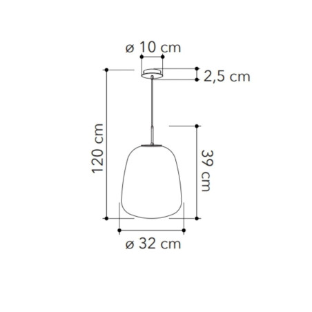 Dimensions suspension cloche en verre
