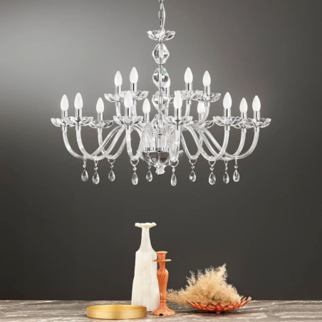 Lustre perles de cristal argent