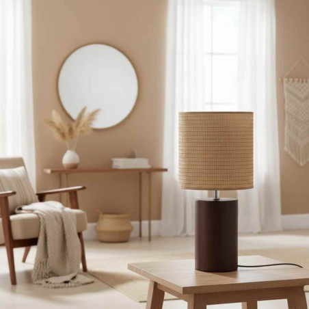 abat-jour tube marron corde