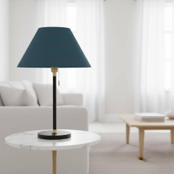 abat-jour rond bleu pétrole