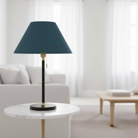 abat-jour rond bleu pétrole