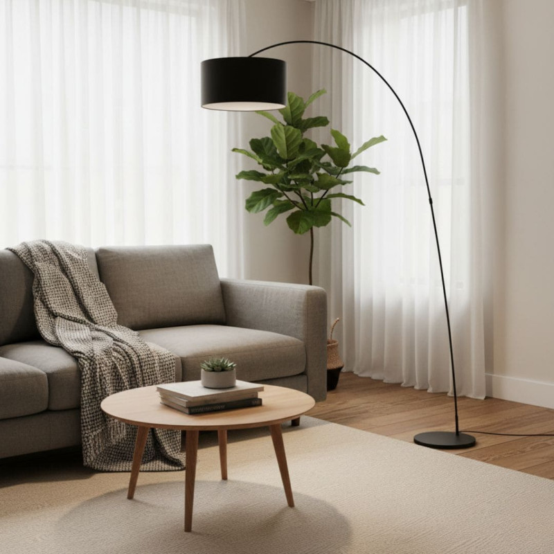 Lampadaire arc noir abat-jour