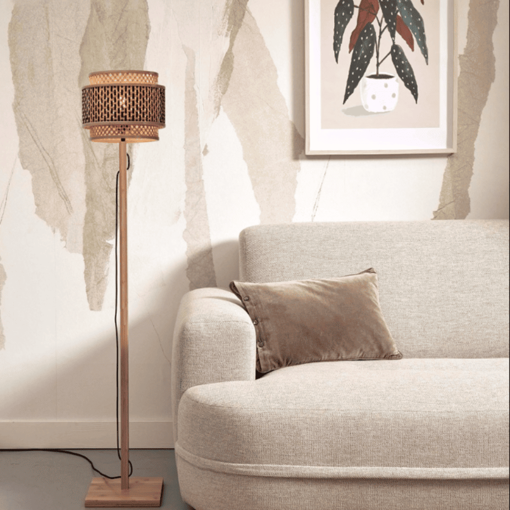 Lampadaire abat-jour double cylindre