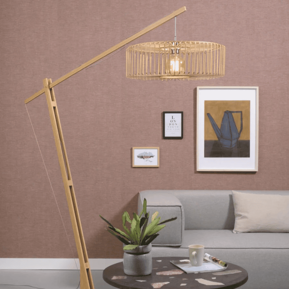 lampadaire articulé bambou