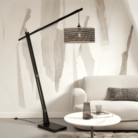 Lampadaire bambou abat-jour tressé