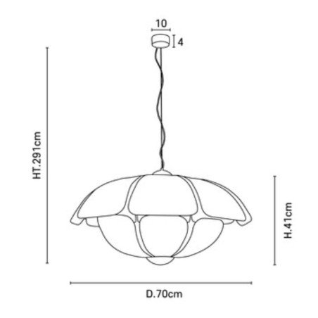 Dimensions suspension en rotin design