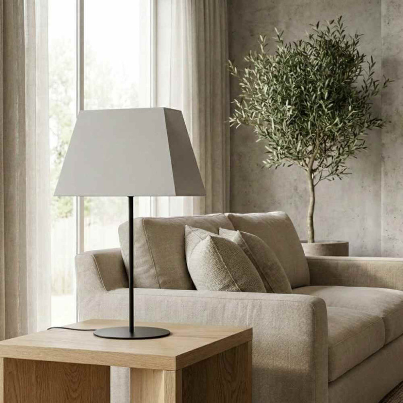 Abat-jour pyramide beige sable rectangulaire. Petit prix sur Lampe Avenue.