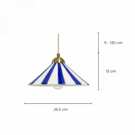 Dimensions suspension céramique blanche et bleue