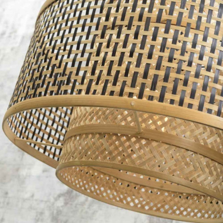 abat-jour lampadaire bambou tressé