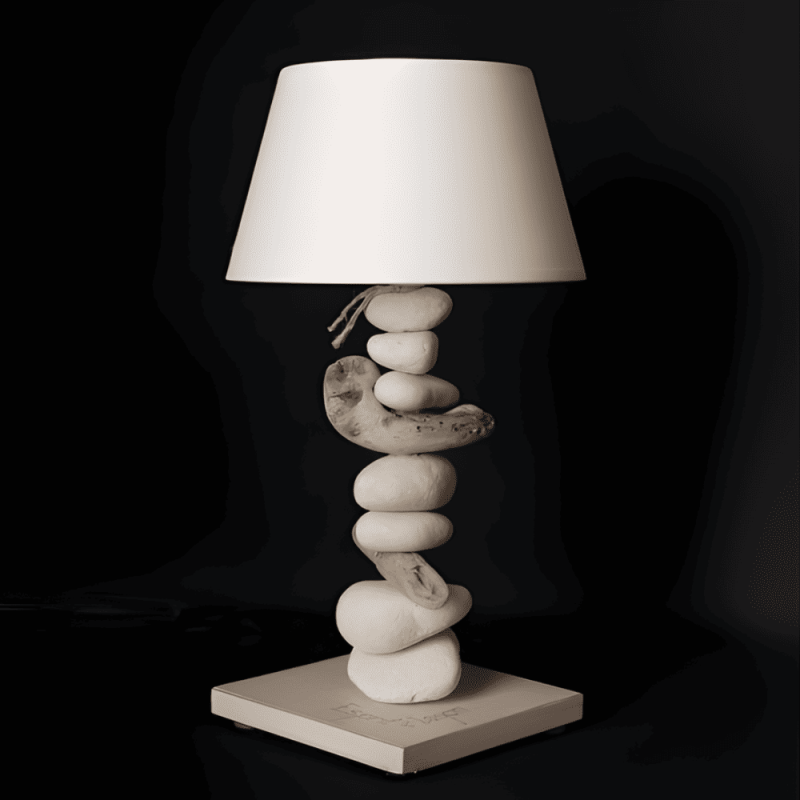Lampe de chevet bois flotté base écume