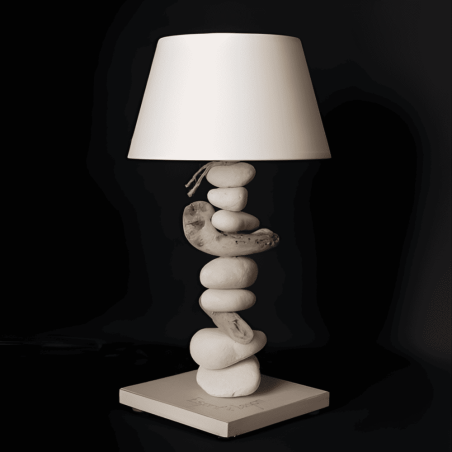 Lampe de chevet bois flotté base écume